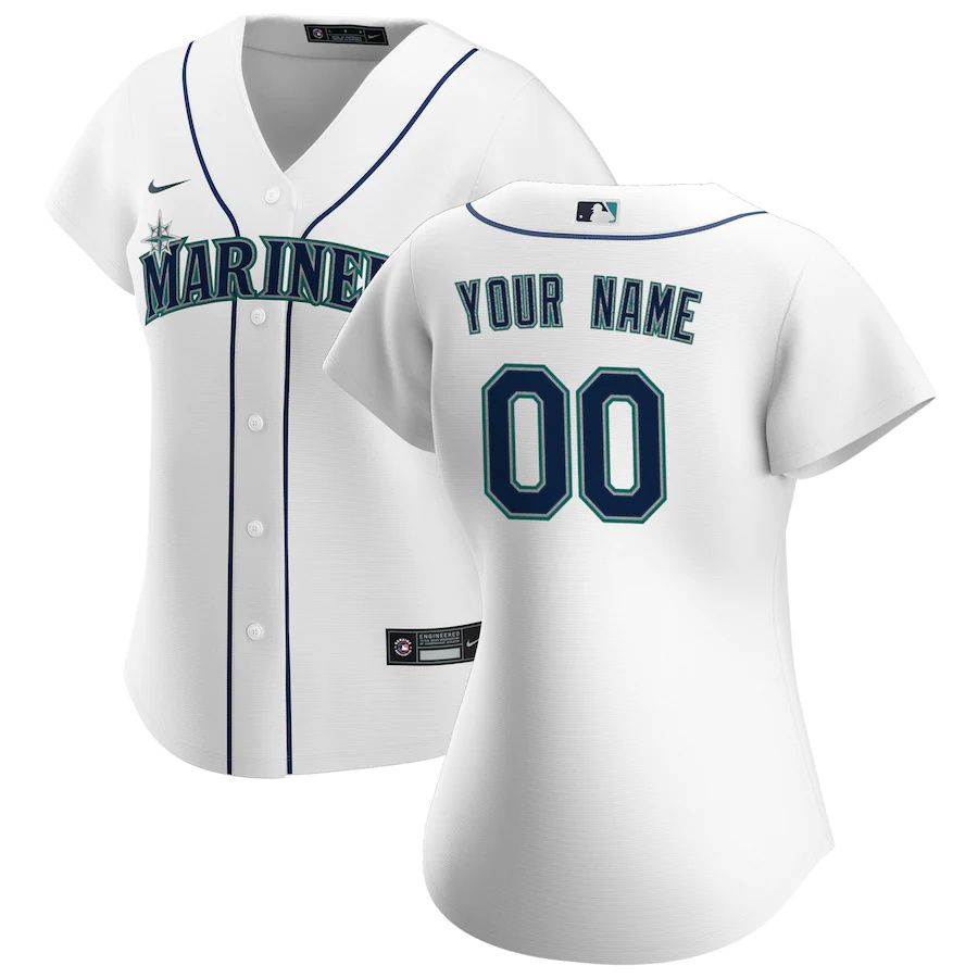 Womens Seattle Mariners Nike White Home Replica Custom MLB Jerseys